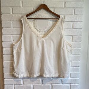 Madewell 4x Lighthouse Top V-neck Button Back Sleeveless Cream beachy boho soft